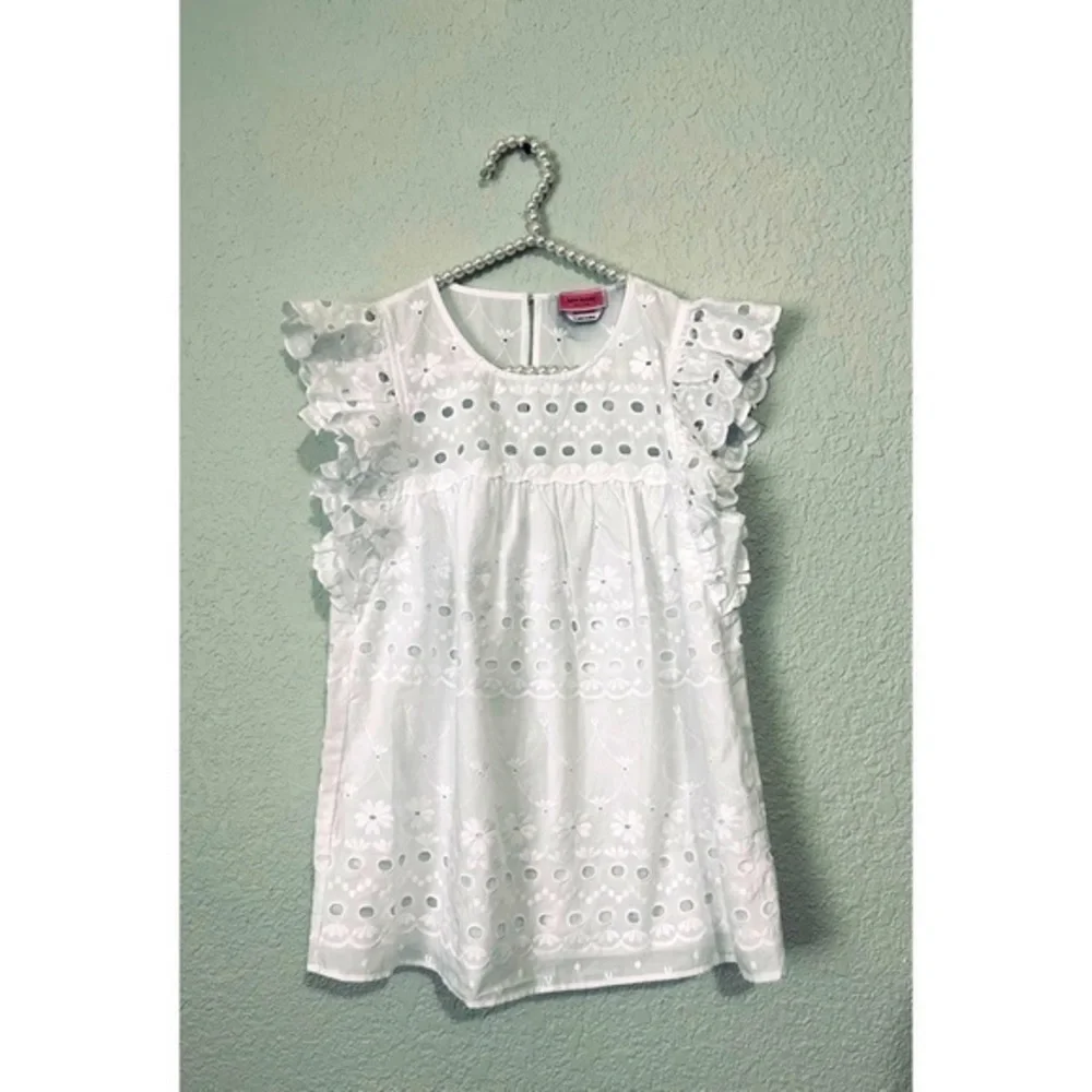 ♠️Kate Spade Eyelet Ruffle Shell Top‎ White Small